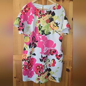 New York & Company Vibrant Floral Shealth Dress - SZ MED